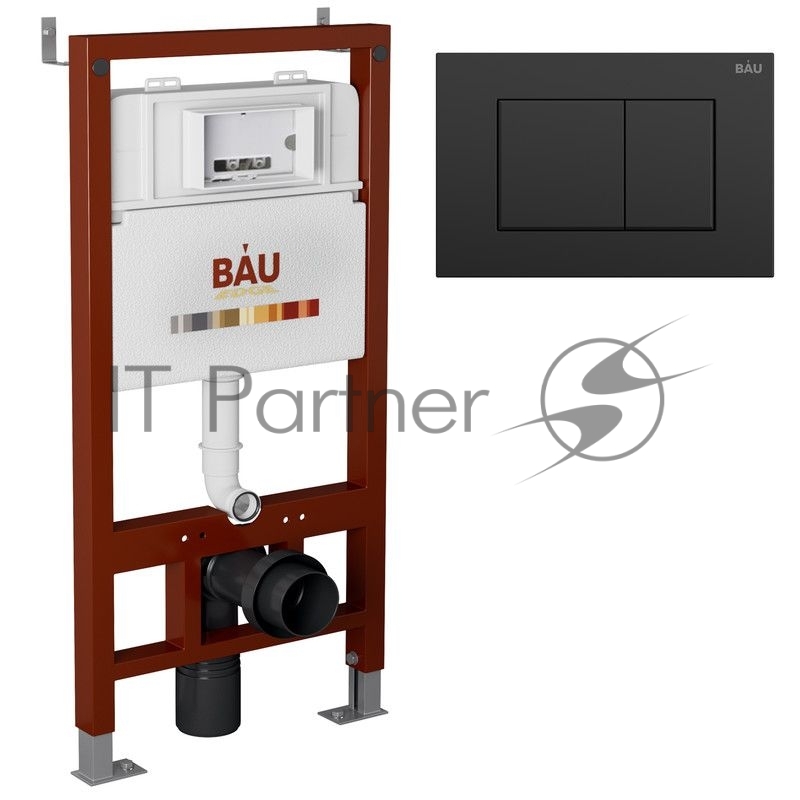 Инсталляция BAU PRO для подвесного унитаза, клавиша смыва BAU Stil для инсталляции, черный матовый