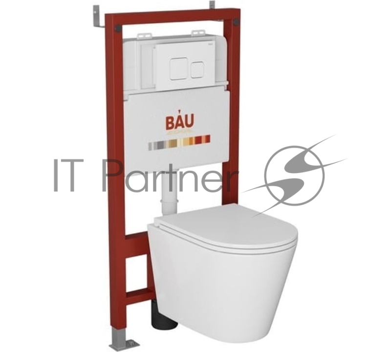 Комплект BAU 6 в 1: инсталляция BAU PRO, унитаз подвесной торнадо Bau Nimb Hurricane-2, сиденье дюропласт микролифт, кнопка смыва BAU Soul, белая