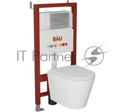 Комплект BAU 6 в 1: инсталляция BAU PRO, унитаз подвесной торнадо Bau Nimb Hurricane-2, сиденье дюропласт микролифт, кнопка смыва BAU Soul, хром