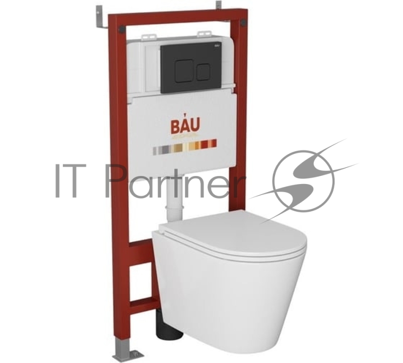 Комплект BAU 6 в 1: инсталляция BAU PRO, унитаз подвесной торнадо Bau Nimb Hurricane-2, сиденье дюропласт микролифт, кнопка смыва BAU Soul, черная матовая