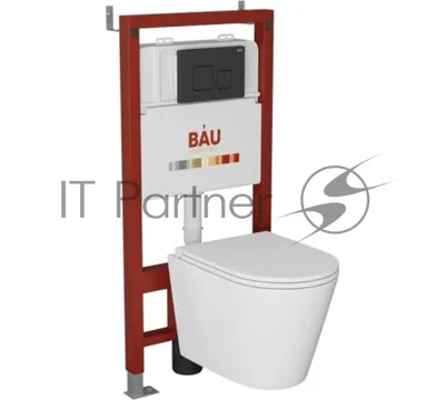 Комплект BAU 6 в 1: инсталляция BAU PRO, унитаз подвесной торнадо Bau Nimb Hurricane-2, сиденье дюропласт микролифт, кнопка смыва BAU Soul, черная матовая