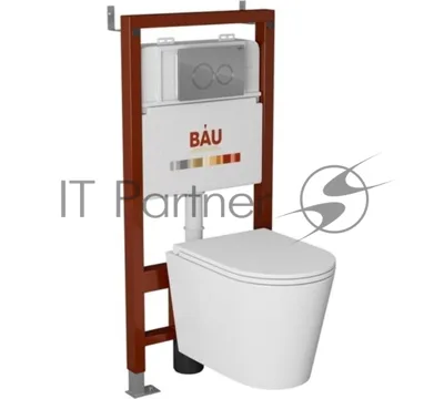 Комплект BAU 6 в 1: инсталляция BAU PRO, унитаз подвесной торнадо Bau Nimb Hurricane-3, сиденье дюропласт микролифт, клавиша BAU Dream, хром