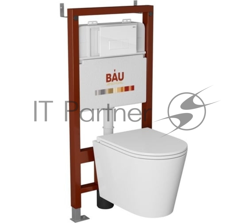 Комплект BAU 6 в 1: инсталляция BAU PRO, унитаз подвесной торнадо Bau Nimb Hurricane-3, сиденье дюропласт микролифт, клавиша BAU Hotel, белый глянец