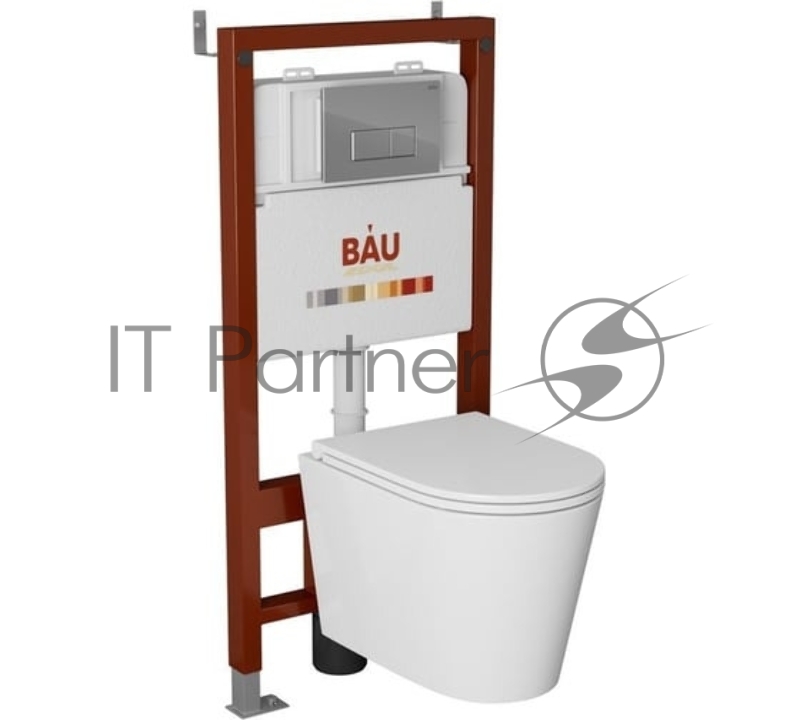 Комплект BAU 6 в 1: инсталляция BAU PRO, унитаз подвесной торнадо Bau Nimb Hurricane-3, сиденье дюропласт микролифт, клавиша BAU Hotel, хром