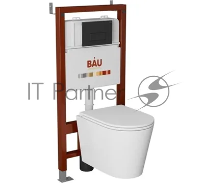 Комплект BAU 6 в 1: инсталляция BAU PRO, унитаз подвесной торнадо Bau Nimb Hurricane-3, сиденье дюропласт микролифт, клавиша BAU Hotel, черный матовый