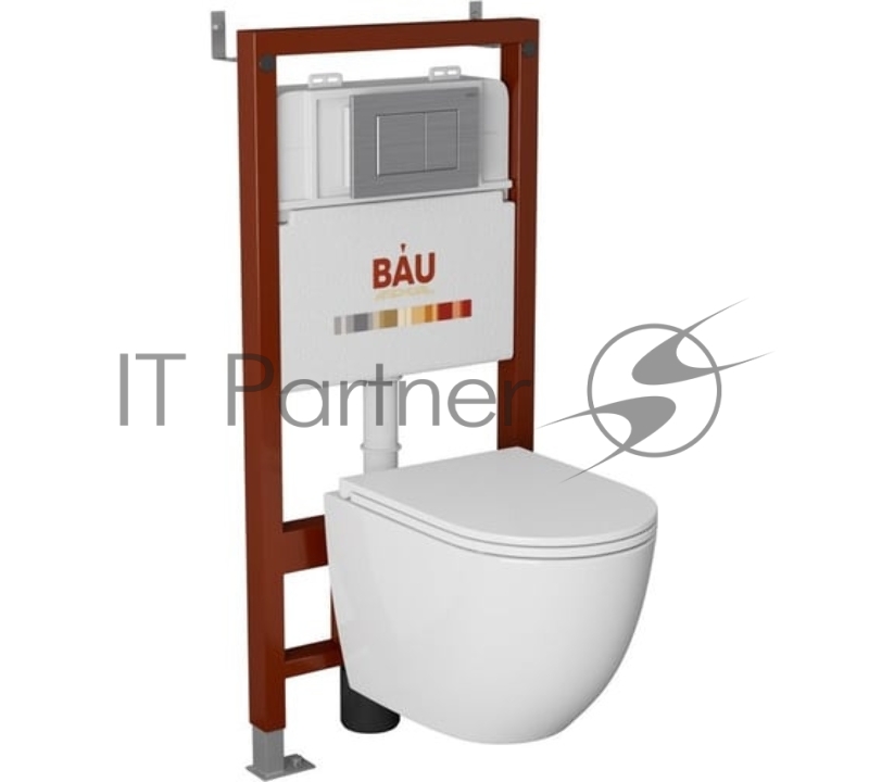 Комплект BAU 6 в 1: инсталляция BAU PRO, унитаз подвесной торнадо Bau Nimb Hurricane-3, сиденье дюропласт микролифт, клавиша BAU Stil антивандальная, нержавеющая сталь