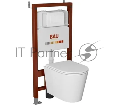 Комплект BAU 6 в 1: инсталляция BAU PRO, унитаз подвесной торнадо Bau Nimb Hurricane-3, сиденье дюропласт микролифт, клавиша BAU Stil, белый глянец