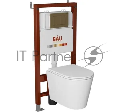 Комплект BAU 6 в 1: инсталляция BAU PRO, унитаз подвесной торнадо Bau Nimb Hurricane-3, сиденье дюропласт микролифт, клавиша BAU Stil, бронза