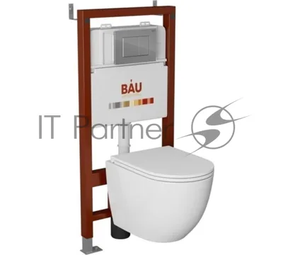Комплект BAU 6 в 1: инсталляция BAU PRO, унитаз подвесной торнадо Bau Nimb Hurricane-3, сиденье дюропласт микролифт, клавиша BAU Stil, хром