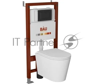 Комплект BAU 6 в 1: инсталляция BAU PRO, унитаз подвесной торнадо Bau Nimb Hurricane-3, сиденье дюропласт микролифт, клавиша BAU Stil, черный матовый
