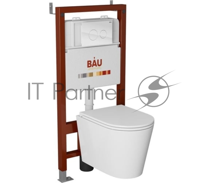 Комплект BAU 6 в 1: инсталляция BAU PRO, унитаз подвесной торнадо Bau Nimb Hurricane-3, сиденье дюропласт микролифт, клавиша из стекла BAU Dream, белая