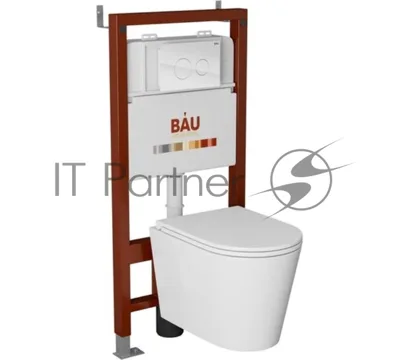 Комплект BAU 6 в 1: инсталляция BAU PRO, унитаз подвесной торнадо Bau Nimb Hurricane-3, сиденье дюропласт микролифт, клавиша из стекла BAU Dream, белая
