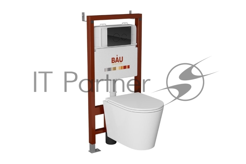 Комплект BAU 6 в 1: инсталляция BAU PRO, унитаз подвесной торнадо Bau Nimb Hurricane-3, сиденье дюропласт микролифт, клавиша из стекла BAU Dream, черная