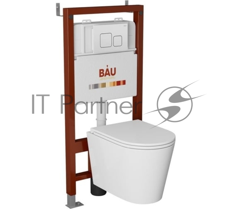 Комплект BAU 6 в 1: инсталляция BAU PRO, унитаз подвесной торнадо Bau Nimb Hurricane-3, сиденье дюропласт микролифт, кнопка смыва BAU Soul, белая