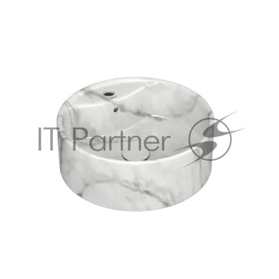 Раковина накладная BAU Element D41, с отверстием под смеситель, мрамор + выпуск клик-клак, белый