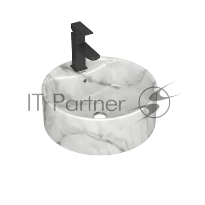 Раковина накладная со смесителем ( BAU Element D41, мрамор + смеситель Hotel Black, черный)