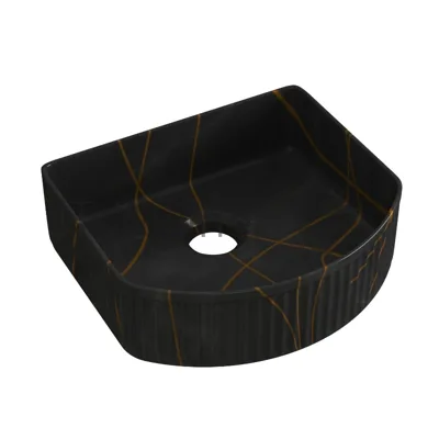 Раковина санфаянс накладная BAU Mif stripes 40х35, черная