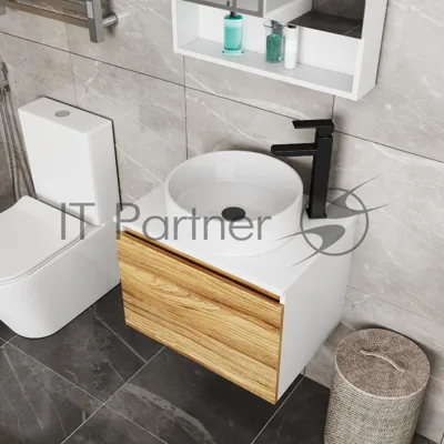 Комплект для ванной, 3 предмета (Тумба Bau Dream Blackwood 60, раковина BAU Dream круглая D41, смеситель для раковины высокий Hotel Black, черный)