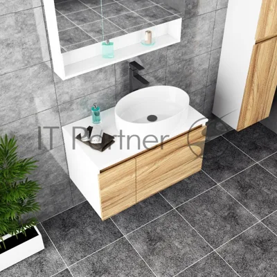 Комплект для ванной, 3 предмета (Тумба Bau Dream Blackwood 80, раковина BAU Nimb 50х36, смеситель для раковины высокий Hotel Black, черный)
