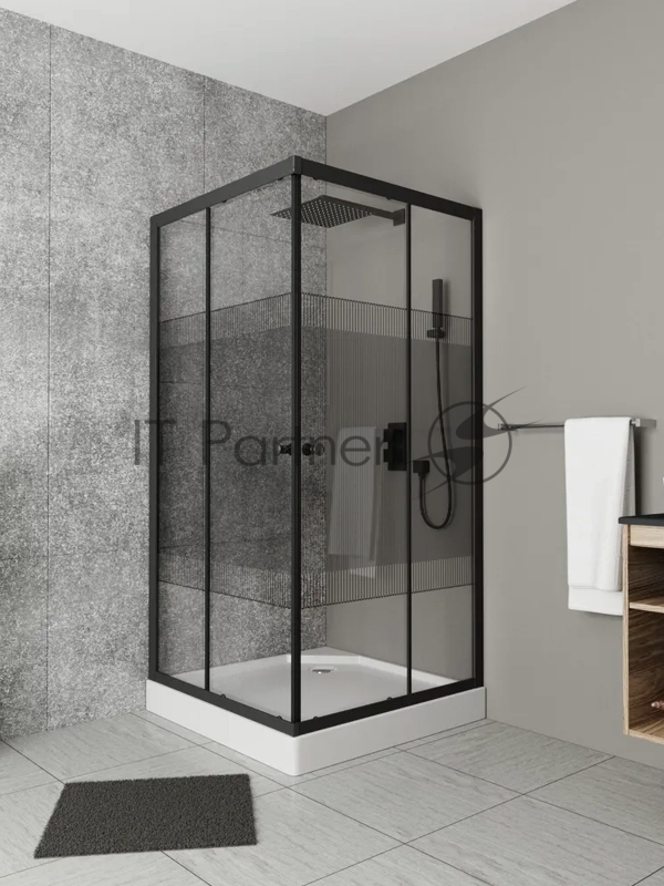Душевой уголок квадратный BAU Stil pattern 100х100х195, с поддоном 12,5 см, закаленное стекло толщин