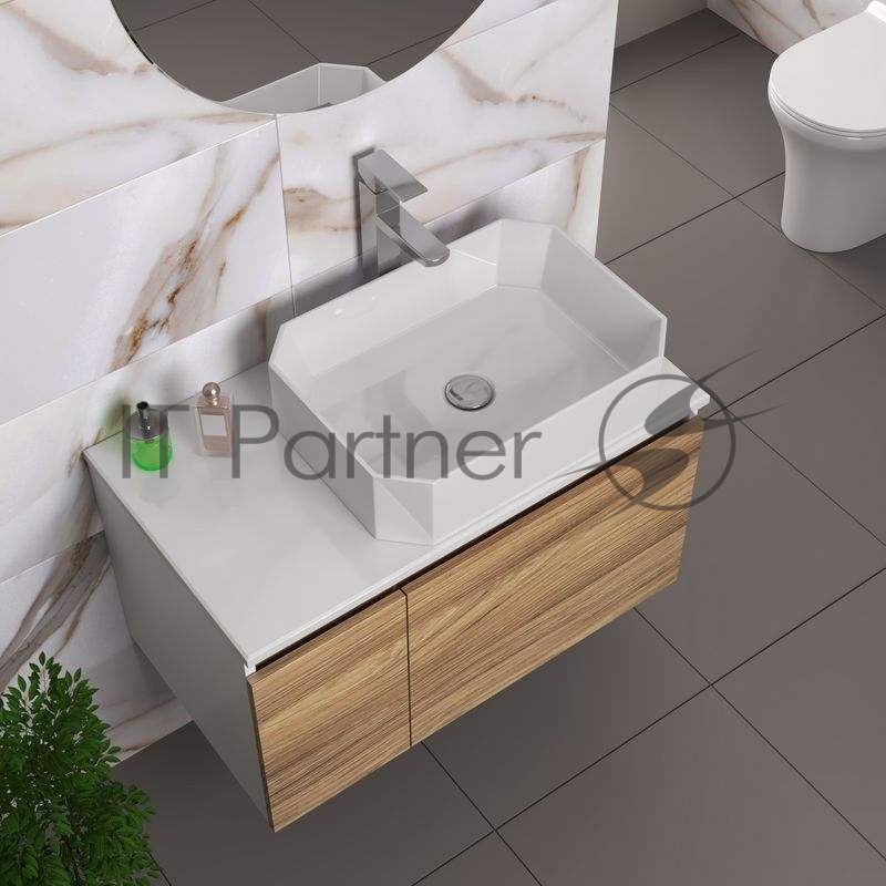 Комплект для ванной, 4 предмета (Тумба подвесная Bau Blackwood 80 + Раковина BAU Hotel 51х37, Смеситель высокий Hotel Still, нерж. сталь, выпуск)