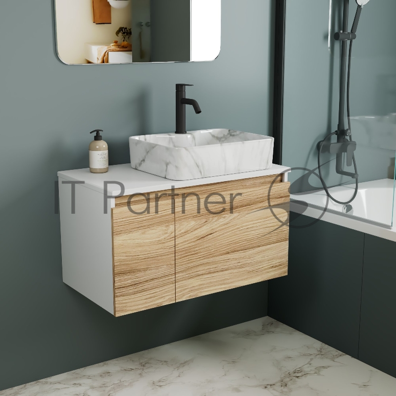 Комплект: тумба Bau Dream Blackwood 80, раковина прямоугольная BAU Cerama 48х37, мрамор, смеситель Hotel Dream Black, черный матовый
