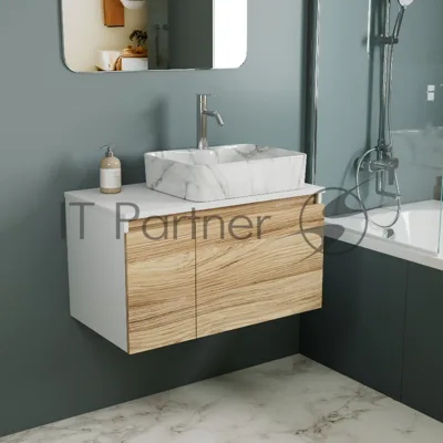 Комплект: тумба Bau Dream Blackwood 80, раковина прямоугольная BAU Cerama 48х37, мрамор, смеситель Hotel Dream, нерж сталь