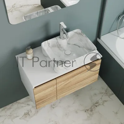 Комплект: тумба Bau Dream Blackwood 80, раковина прямоугольная BAU Cerama 48х37, мрамор, смеситель Hotel Dream, нерж сталь, выпуск клик клак белый