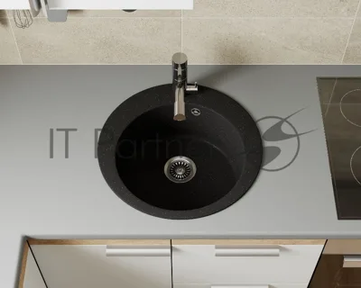 Мойка для кухни BAU Dream Pro D 48, без выпуска, черный камень