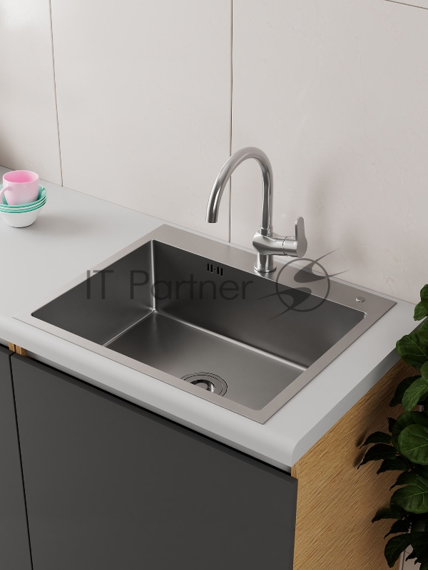 Мойка кухонная из нержавеющей стали BAU SOUL КТ5045S SATIN, сифон EASY CLEAN в комплекте.