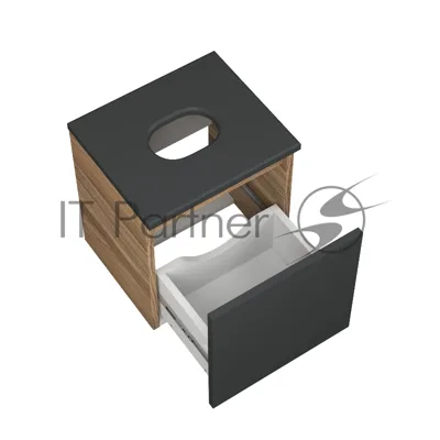 Тумба Bau Dream Blackwood 35 с ящиком, графит, раковина BAU Mini 24х24, смеситель для раковины высокий Hotel Black, черный, выпуск клик клак, черный