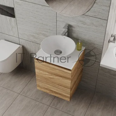 Тумба Bau Dream Blackwood 50 с дверцей, раковина BAU Dream D43, смеситель для раковины высокий Hotel Still, нержавеющая сталь, выпуск клик клак, хром