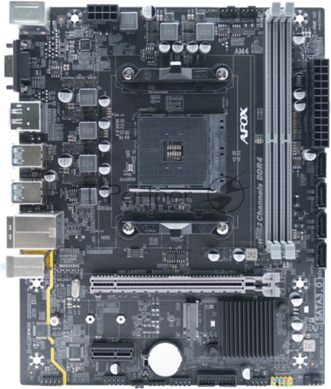 Материнская плата AFOX B550-MA-V4, AM4, AMD B550, 2xDDR4, 4xSATA, 1xM.2, 1xPCIe 3.0 x16, 1xPCIe 3.0 x1, D-Sub, DisplayPort, HDMI, 1x 1Gb LAN, 6xUSB, 5.1, microATX