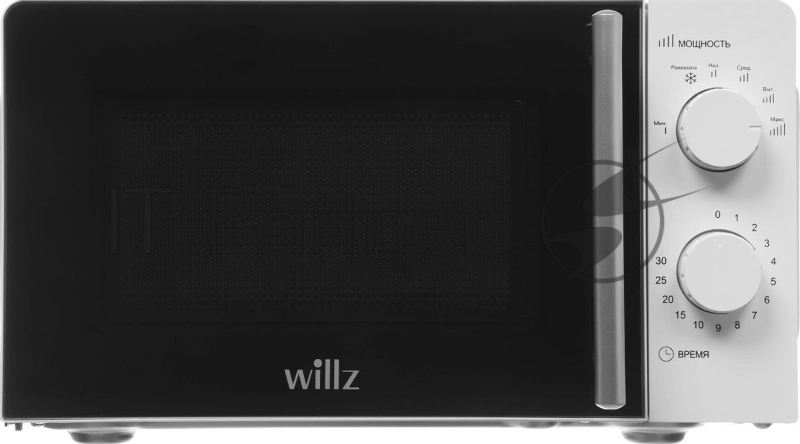 Микроволновая печь WILLZ MOS-1706MW белый, 17 л, 700 Вт, переключатели — поворотный механизм