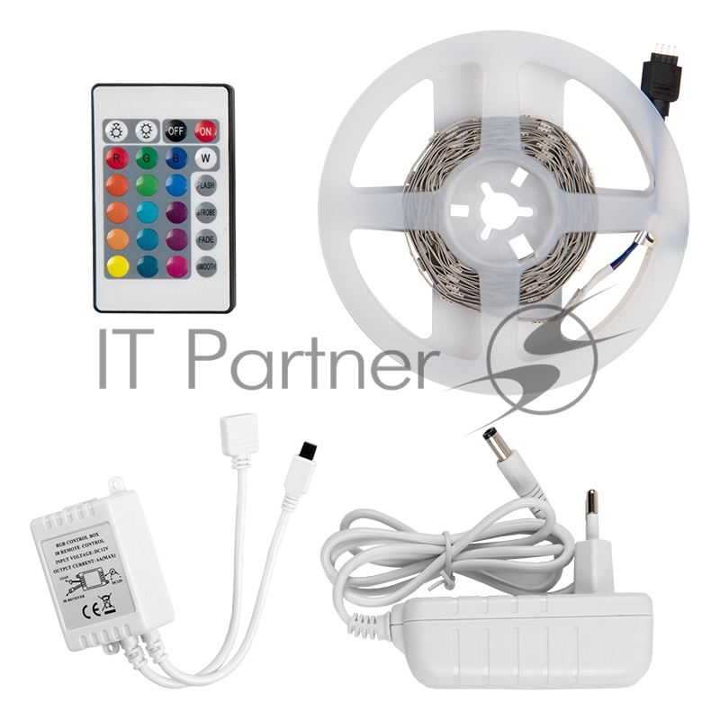 Лента светодиодная GLS-5050-30-7.2-12-IP20-PRO-RGB-3-KIT готовый комплект 3м с адаптером и IR контроллером