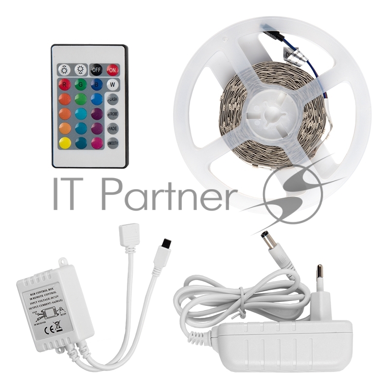 Лента светодиодная GLS-5050-30-7.2-12-IP20-PRO-RGB-5-KIT готовый комплект 5м с адаптером и IR контроллером