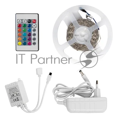 Лента светодиодная GLS-5050-30-7.2-12-IP20-PRO-RGB-5-KIT готовый комплект 5м с адаптером и IR контроллером