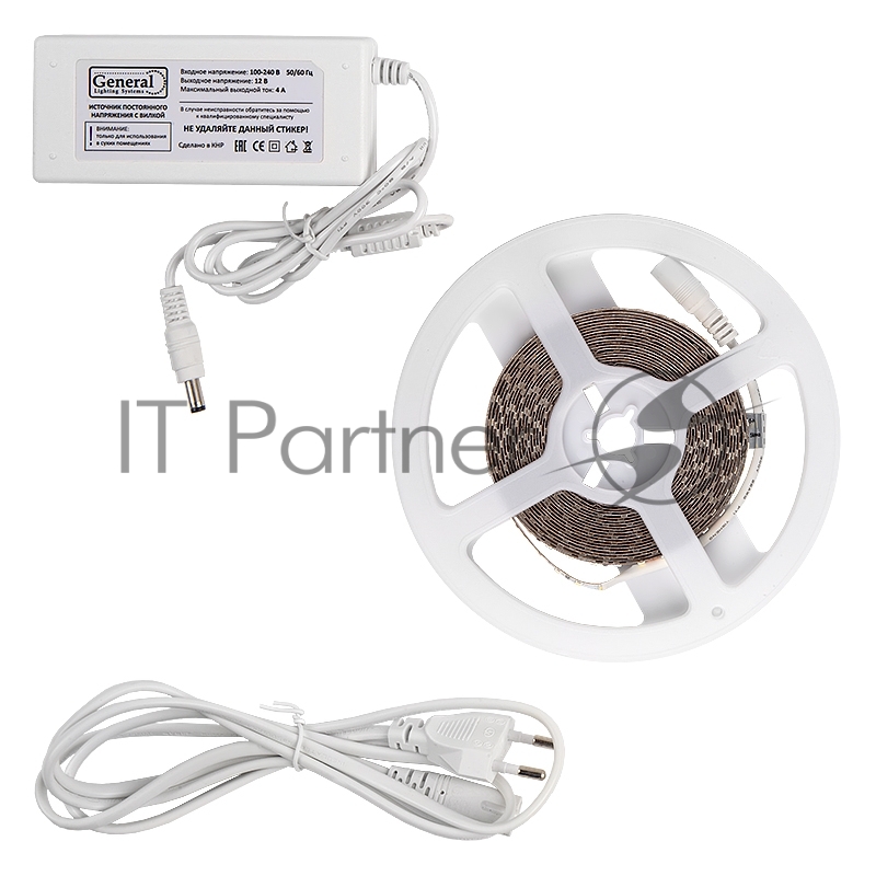 Лента светодиодная GLS-2835-120-9.6-12-IP20-PRO-6-5-KIT готовый комплект 5м с адаптером