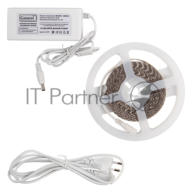 Лента светодиодная GLS-2835-120-9.6-12-IP20-PRO-3-5-KIT готовый комплект 5м с адаптером