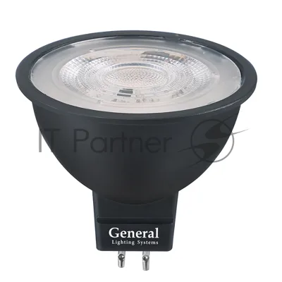 Лампа Светодиодная General GLDEN-MR16-8-230-GU5.3-3000 Диффузор 60 градусов Черный корпус 1/10/100