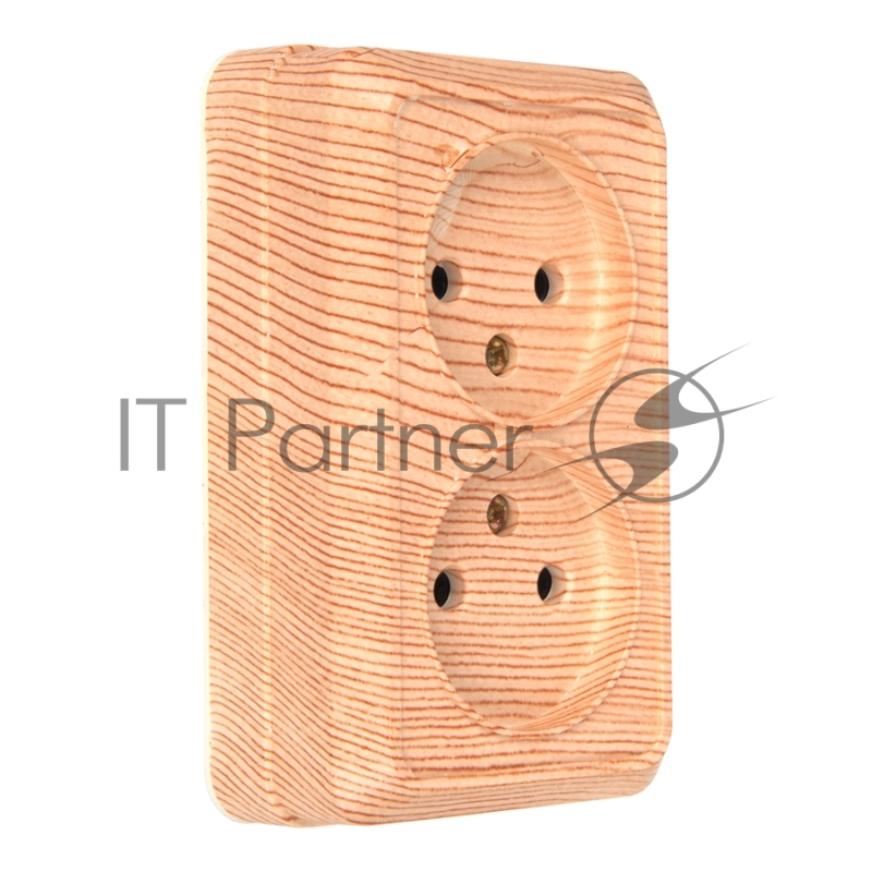 Розетка двойная 2П открытой установки IP20 10А 250В (керамика) сосна  Альфа General