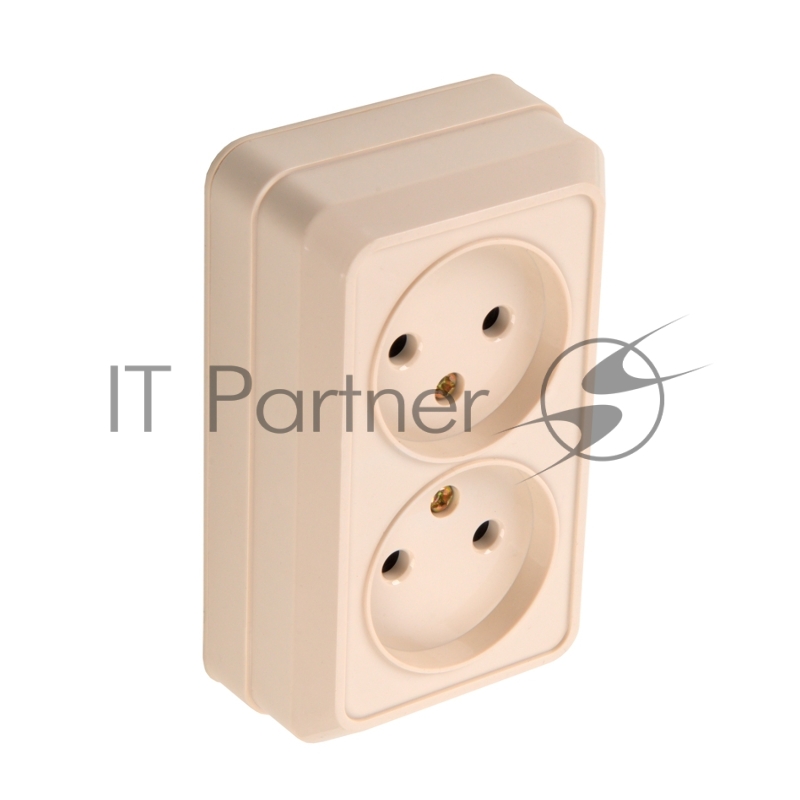 Розетка двойная 2П открытой установки IP20 10А 250В (керамика) слоновая кость  Альфа General