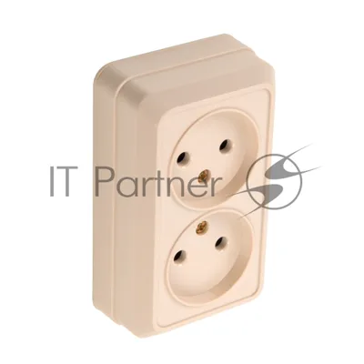 Розетка двойная 2П открытой установки IP20 10А 250В (керамика) слоновая кость  Альфа General