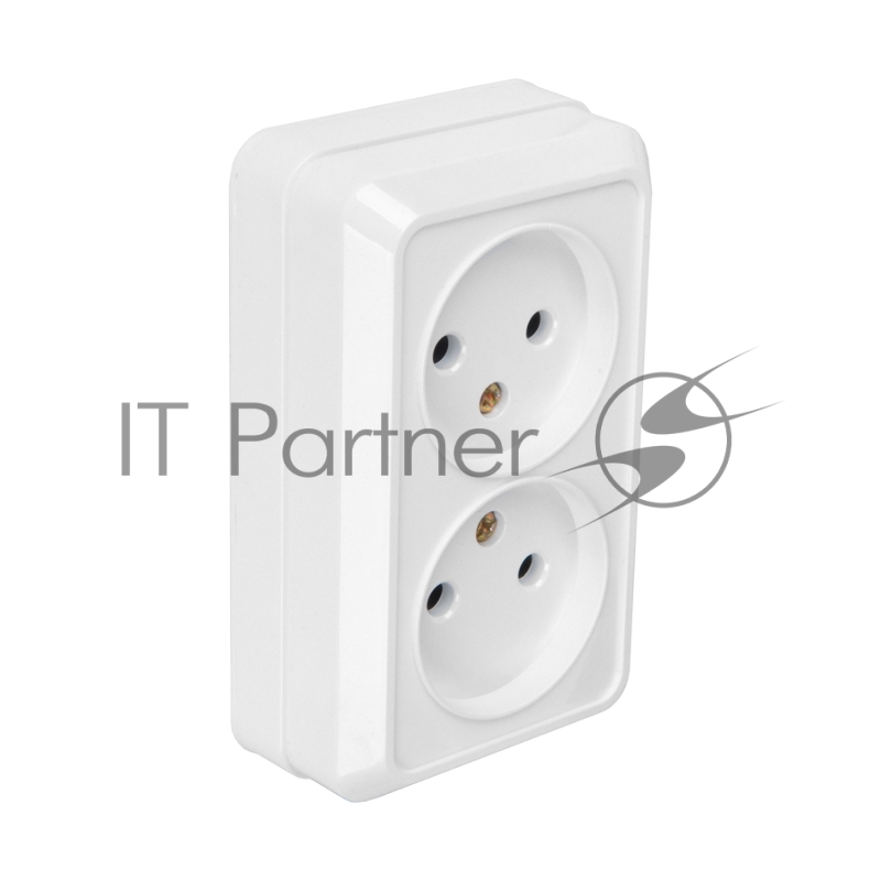 Розетка двойная 2П открытой установки IP20 10А 250В (керамика) белая  Альфа General