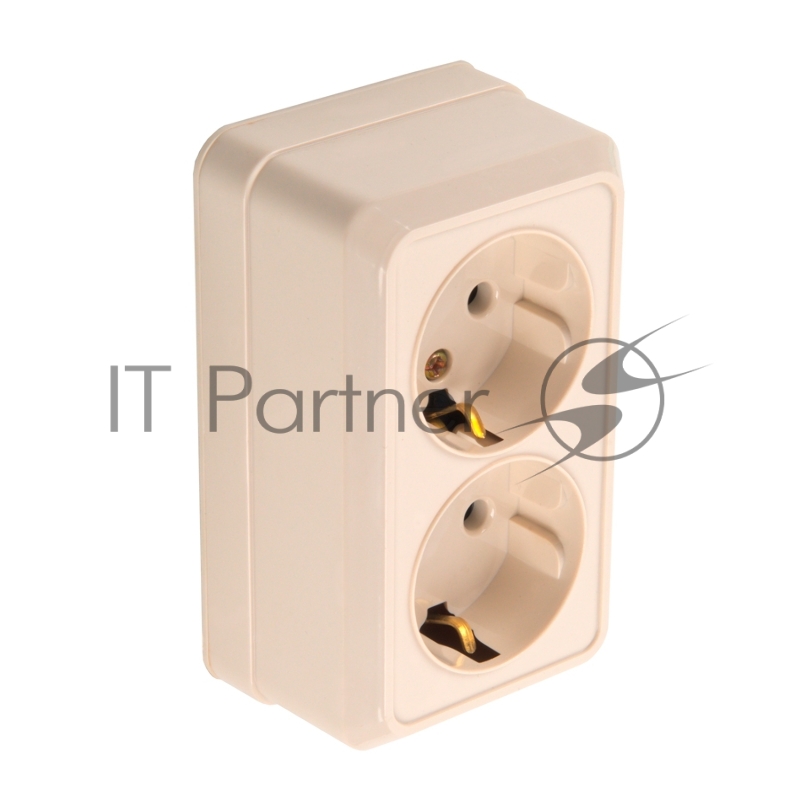 Розетка двойная 2П+3 открытой установки IP20 16А 250В (керамика) слоновая кость Альфа General