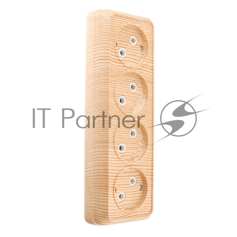 Розетка 4-х местная горизонтальная 2П открытой установки IP20 10A сосна  Альфа General