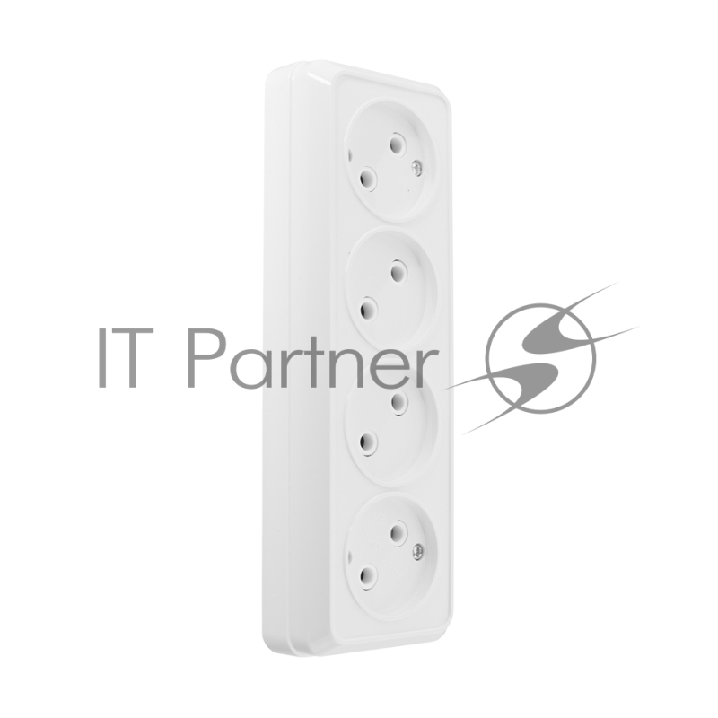 Розетка 4-х местная горизонтальная 2П открытой установки IP20 10A белая  Альфа General