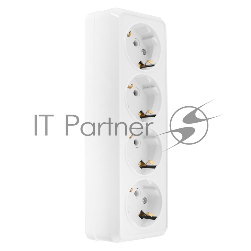 Розетка 4-х местная горизонтальная 2П+3 открытой установки IP20 16A белая Альфа General
