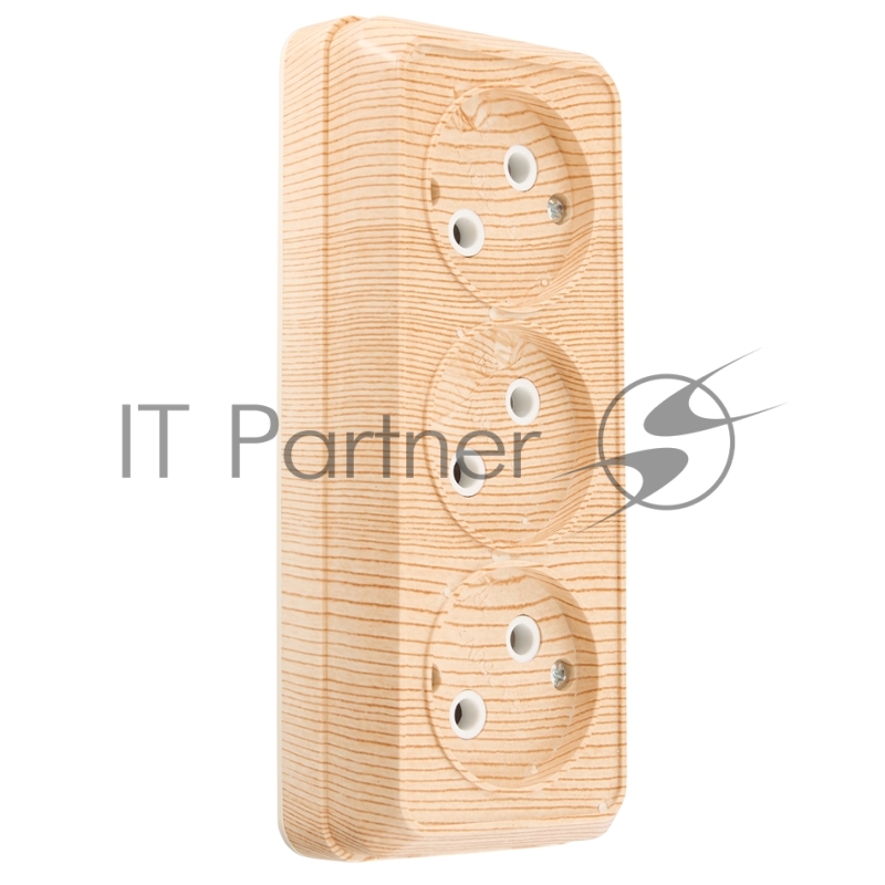 Розетка 3-х местная горизонтальная 2П открытой установки IP20 10A сосна Альфа General