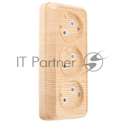 Розетка 3-х местная горизонтальная 2П открытой установки IP20 10A сосна Альфа General